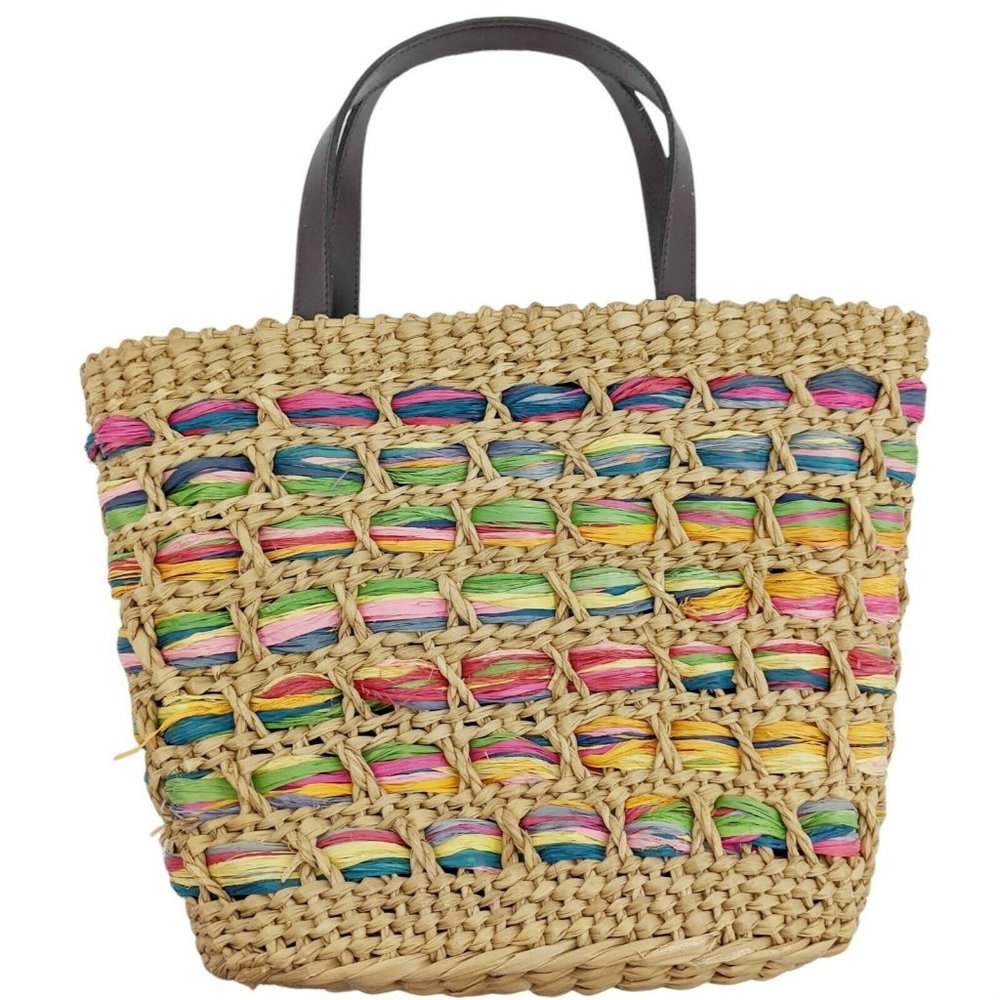 Anne Klein Straw Colorful Woven Purse Handbag